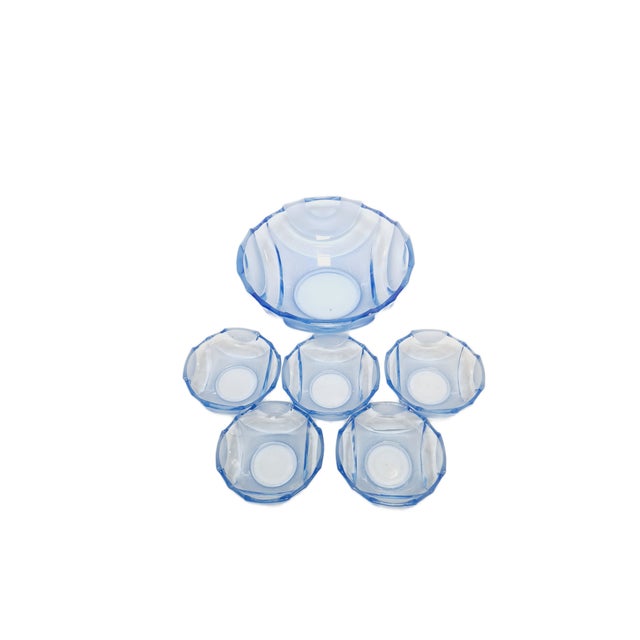 Art Deco Uranium Dessert Service from Niemen Glassworks, Poland, 1930s, Set of 6 For Sale - Image 9 of 9