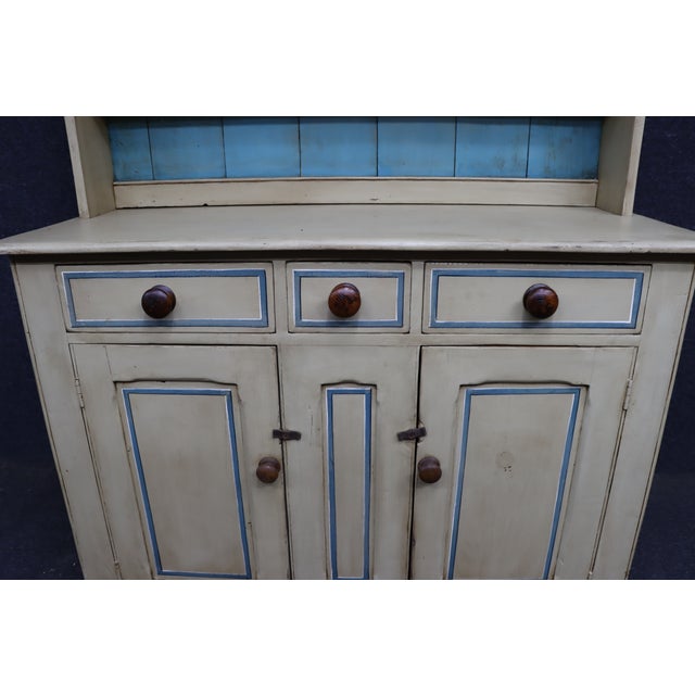19th Century Welsh Painted Pine Cupboard Hutch With Plate Rack For Sale - Image 10 of 16