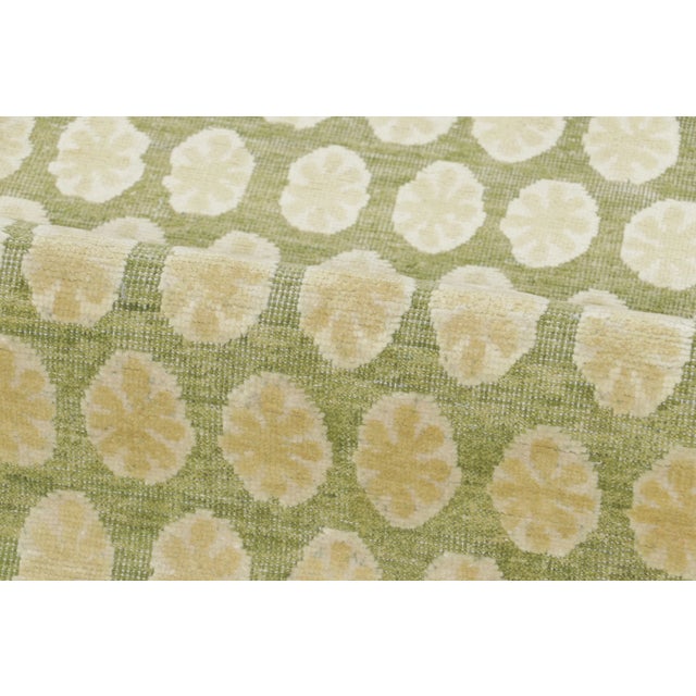 Contemporary Contemporary Block Print Floral Natural Silk Runner by Rug & Kilim, India For Sale - Image 3 of 8