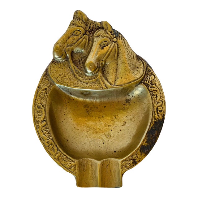 Vintage Brass Equine Ashtray For Sale
