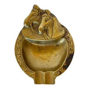 Vintage Brass Equine Ashtray