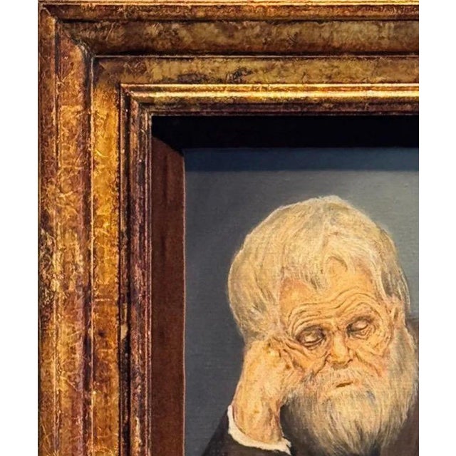 1967 Signed Original Clifton Hofa Oil Portrait – "Contemplating Time" For Sale - Image 4 of 13