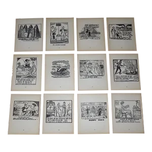 Vintage John Held Jr .Early 20th Century Americana Woodcuts - Set of 12