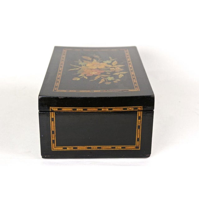 19th Century Jewelry Box with Floral Inlay Works & Original Mirror, 1890s For Sale - Image 12 of 18