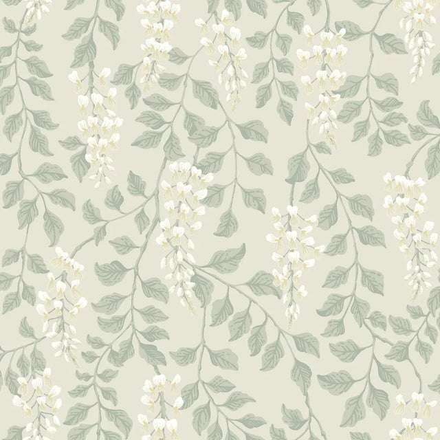 SAMPLE - Boråstapeter Blåregn Wallpaper In Leaf For Sale