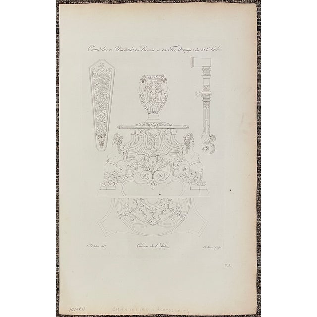 Neoclassical Pair of French Engravings of Bronze Architectural Details For Sale - Image 3 of 3