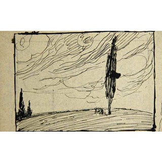Gabriele Galantara, Landscape, Ink Drawing, 1907 For Sale