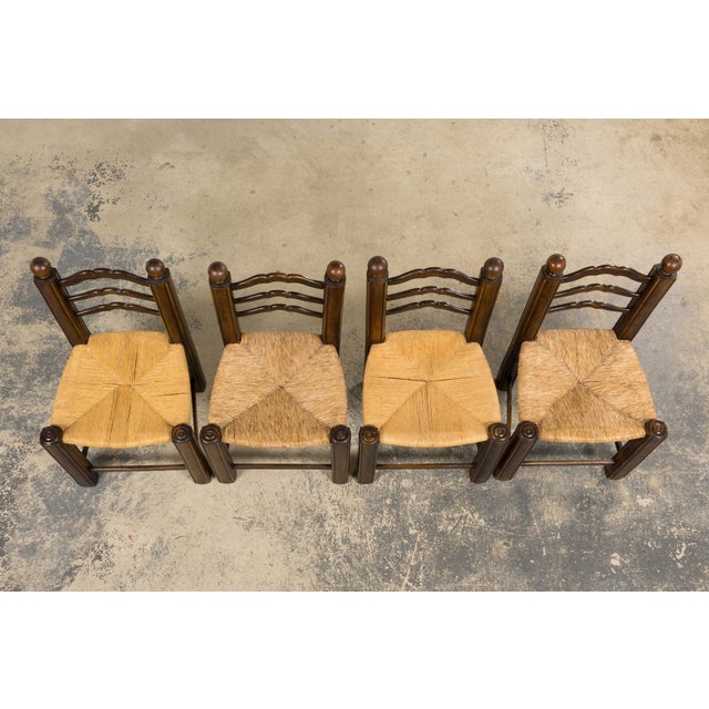 French Provincial Antique French Provincial Oak Ladder Back Dining Chairs - Set of 4 For Sale - Image 3 of 18