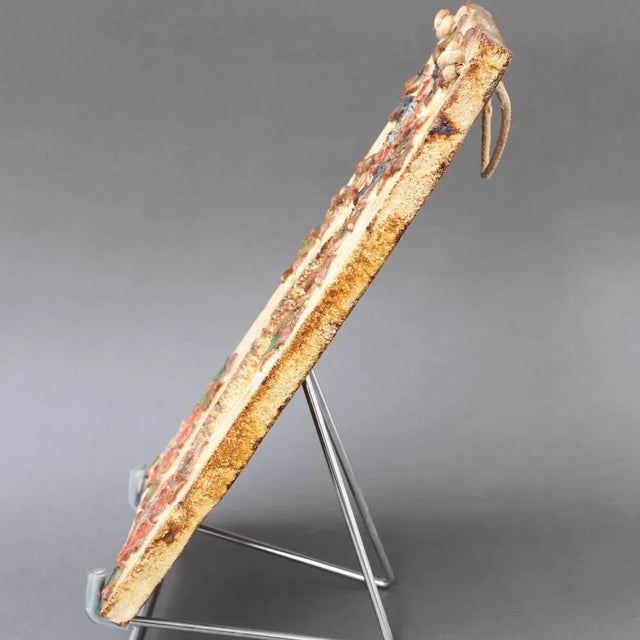 Vintage French Ceramic Wall Mirror with Flower Motif by La Roue, 1960s For Sale - Image 12 of 13