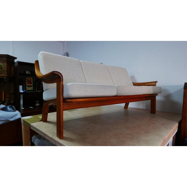 Large Danish Three-Seater Sofa in Teak and Wool from Poul Jeppesens Møbelfabrik, 1970s For Sale - Image 15 of 15