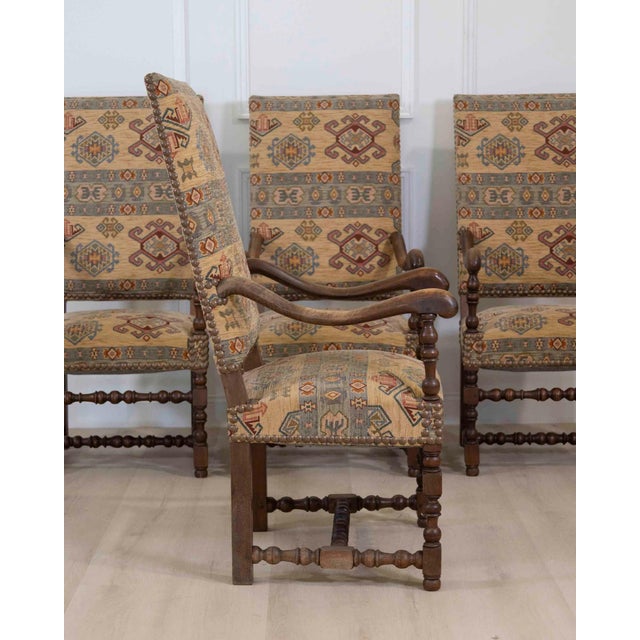 Tan Set of Four French 20th Century Louis XIII Style Armchairs For Sale - Image 8 of 10