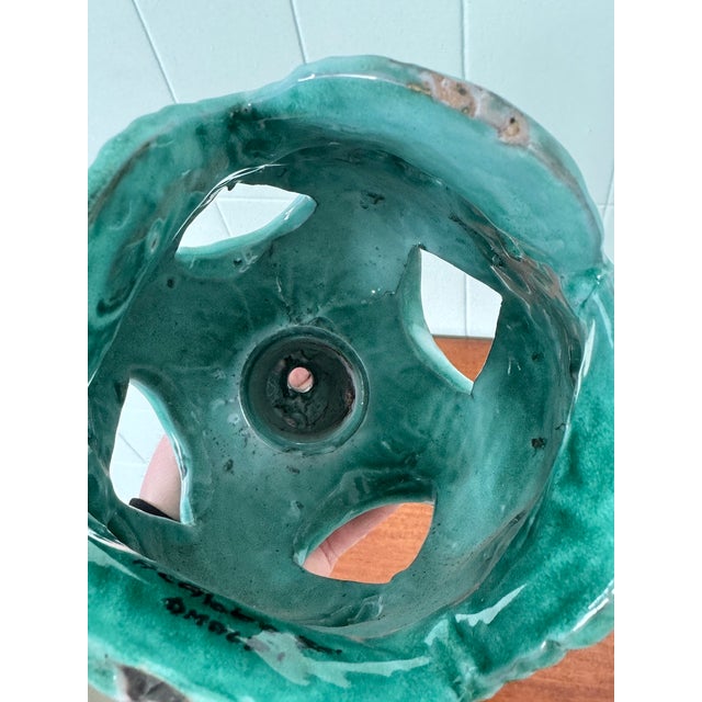 Teal Italian Ceramic Sculpture by Acabbo, 1970s For Sale - Image 8 of 13