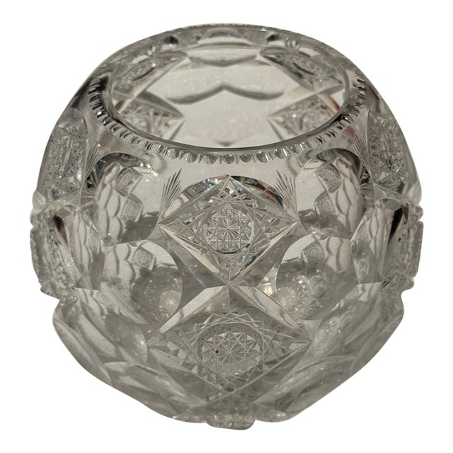 American Brilliant Period Crystal Vase by Hawkes For Sale