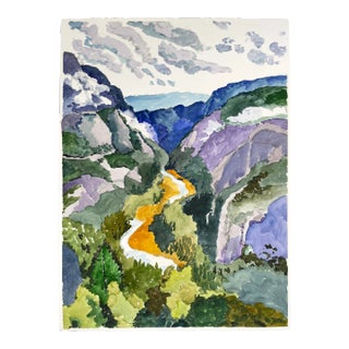 “Merced River” ~ Yosemite Landscape Watercolor by Mary Alice Copp For Sale