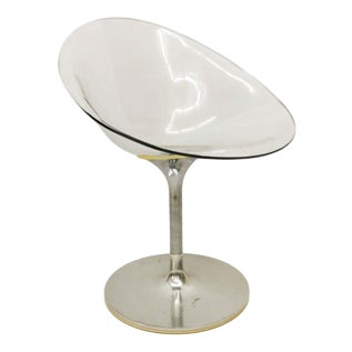 Transparent Eros Chair with Aluminum Swivel Base by Philippe Starck for Kartell, Italy For Sale