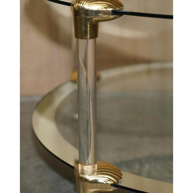 1950s Mid-Century Modern Coffee Table in Brass and Silvered Glass, 1950s For Sale - Image 5 of 17