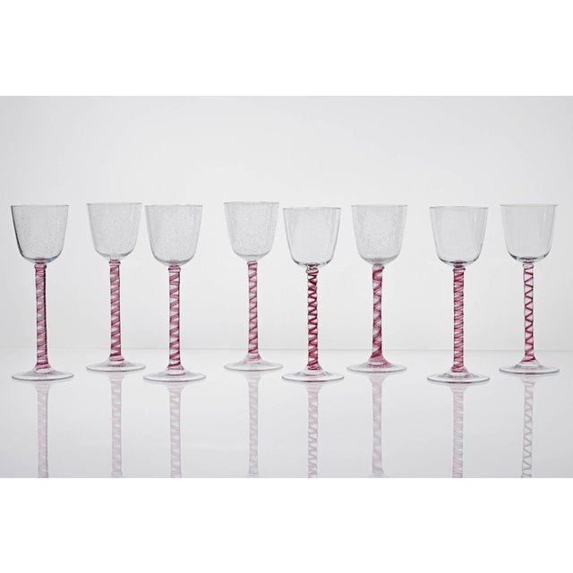Pulegoso Murano Glass with Twisted Ruby ​​shank from Cenedese, 1950s, Set of 8 For Sale - Image 17 of 18