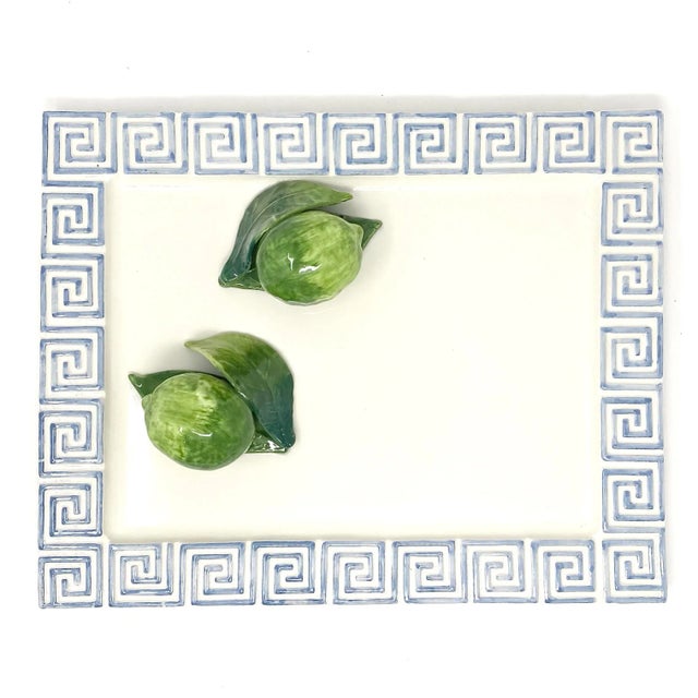 2020s Contemporary Greek Key Border Platter With Trompe l'Oeil Limes For Sale - Image 5 of 5