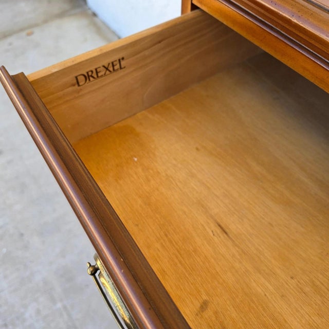 Drexel Campaign Dry Bar Side Board Slide Top Rolling 1970s For Sale - Image 9 of 16