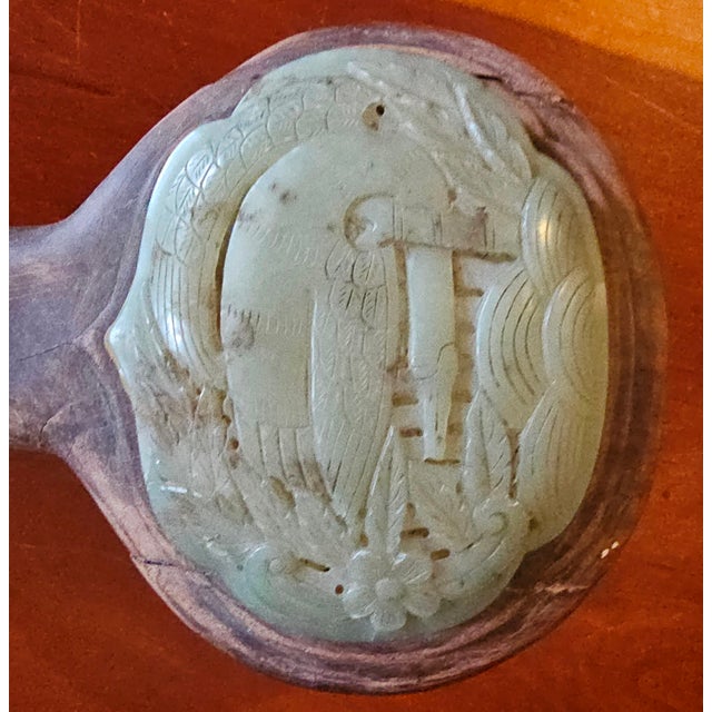Early 19th Century Very Large Antique Chinese Jade Ruyi Scepter, Carved Wood For Sale - Image 5 of 6