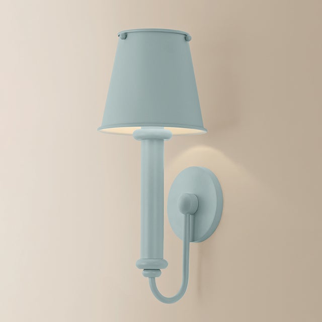Traditional Mitzi Yara 6.5 in. 1 Light Wall Sconce in Soft Bisque and Dusk Blue Finish For Sale - Image 3 of 7