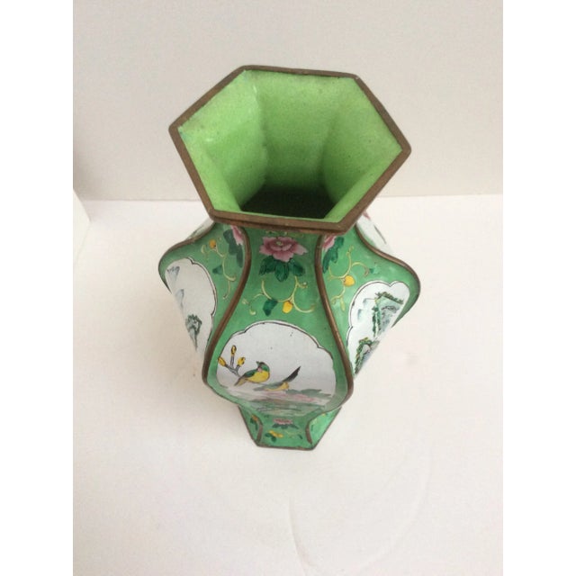 Decorative Chinese Canton Enamel Vase For Sale - Image 4 of 8