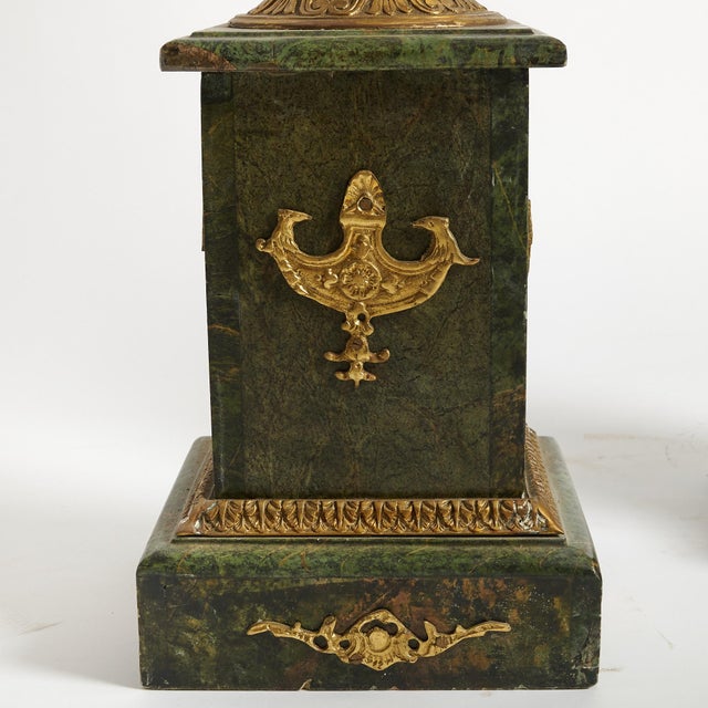 Italian Empire Style Gilt-Bronze / Green Marble Pedestals For Sale - Image 11 of 11