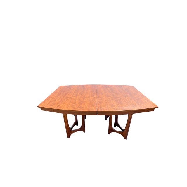 1960s Vintage Broyhill Brasilia Style Dining Table With Two Leaves Mid Century Modern Design For Sale - Image 5 of 7