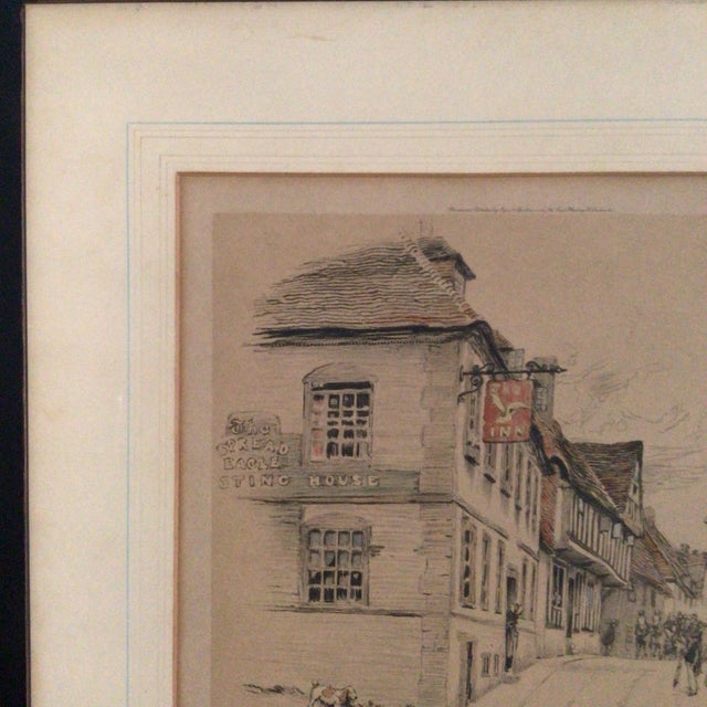 1920s Framed Signed Color Lithograph of the Spread Eagle Inn in Midhurst by British Artist Cecil Aldin For Sale - Image 5 of 8