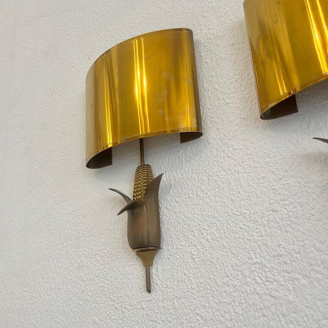 Neoclassical Brass and Bronze Wall Sconces from Maison Charles, 1970s, Set of 2 For Sale - Image 3 of 13