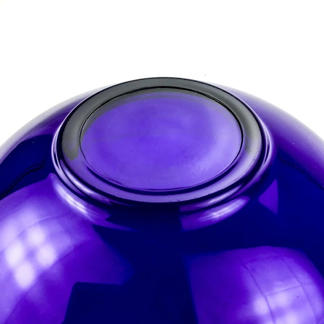 Glass Vintage Cobalt Blue Large Glass Bowl For Sale - Image 7 of 8