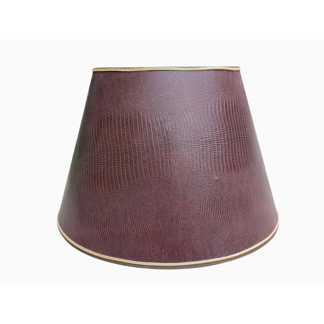 Vintage Crocodile Skin Burgundy and Gold Stiffel Lamp Shade For Sale - Image 10 of 14