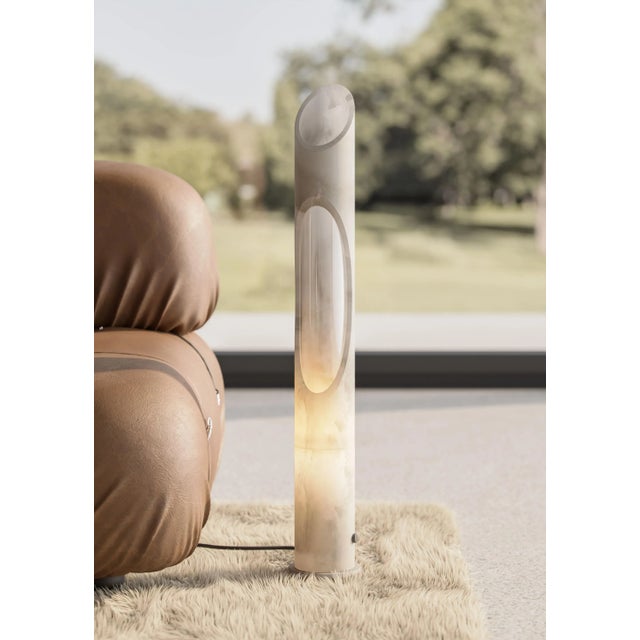 MMairo Modern Lamp L in White Onyx Marble, Designed by Jacopo Simonetti For Sale - Image 4 of 6