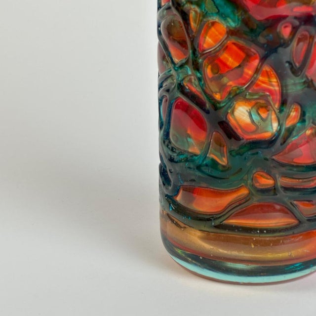 Gold Vintage Art Glass Vase from Mdina, 1980s For Sale - Image 8 of 10