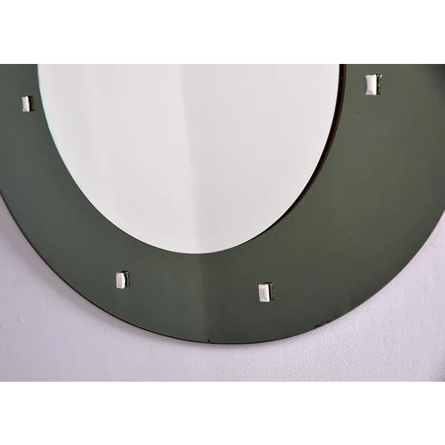 Mid Century Italian Mirror With Gray Glass Frame in Style of Fontana Arte For Sale - Image 10 of 12