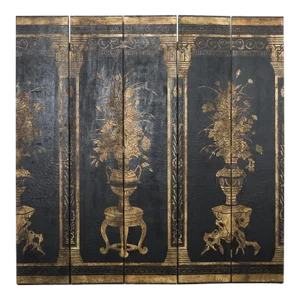 Neoclassical Style Lacquered Five Panel Screen Fragment