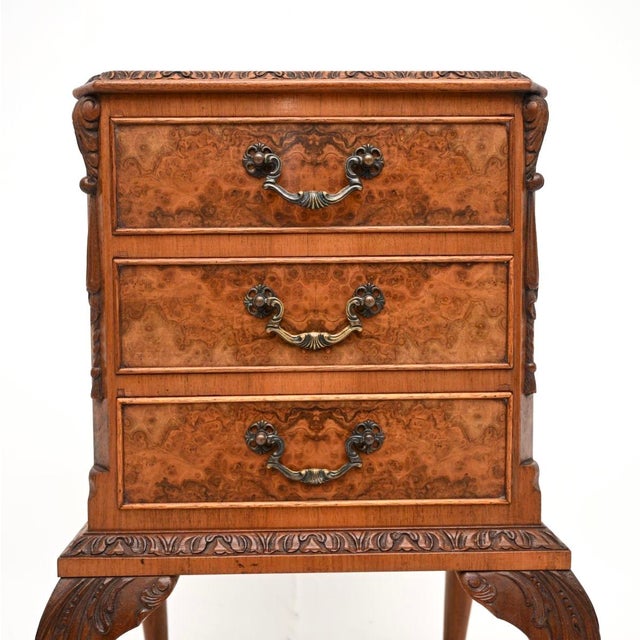 Antique Burr Walnut Chest of Drawers, 1930 For Sale - Image 6 of 9