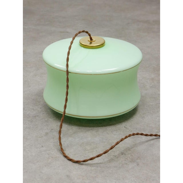 Mid-Century Modern Italian Brass and Green Glass Pendant Lamp For Sale - Image 16 of 18