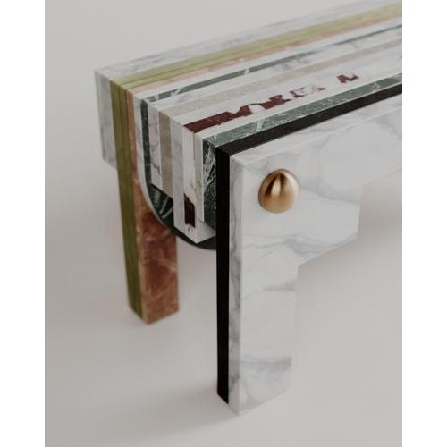 Gray Architectural Layered Marble Stone Strata Bench by Esther Knopfler For Sale - Image 8 of 12