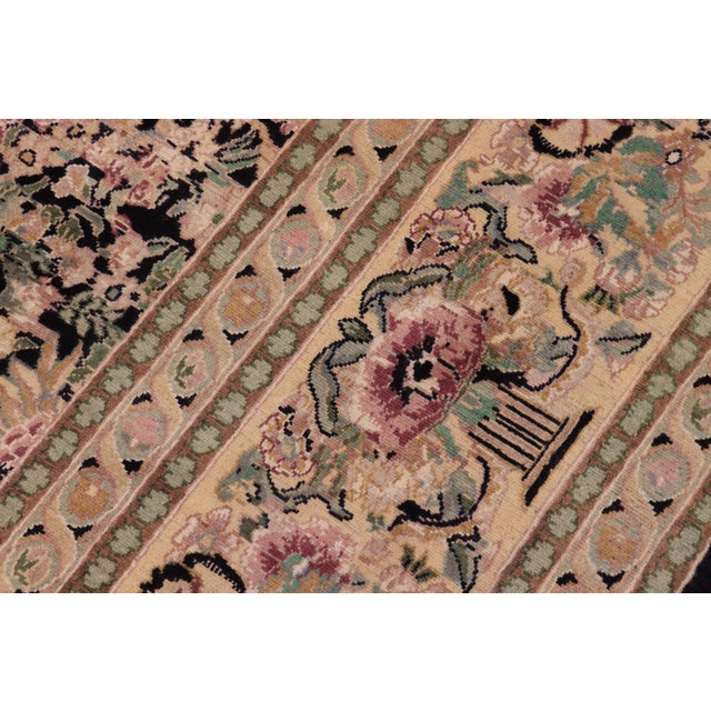 Textile 1990s Shabby Chic Botanical Inkalab Pak-Persian Black/ Tan Wool Rug - 10' X 14'3" For Sale - Image 7 of 10