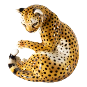 Late 20th Century Decorative Italian Ceramic Cheetah Figure for Scully & Scully