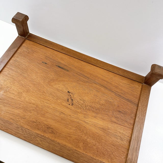 Wood Vintage Mid Century Modern Teak Wooden Riser Tray | Scandinavian Display Stand | Danish Modern Serving Tray | Japandi Decor | Coffee Table Organizer For Sale - Image 7 of 12