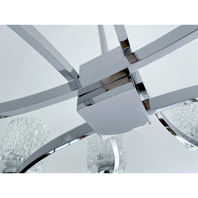 Large Vintage Glass and Chrome Chandelier, 1970s For Sale - Image 13 of 18