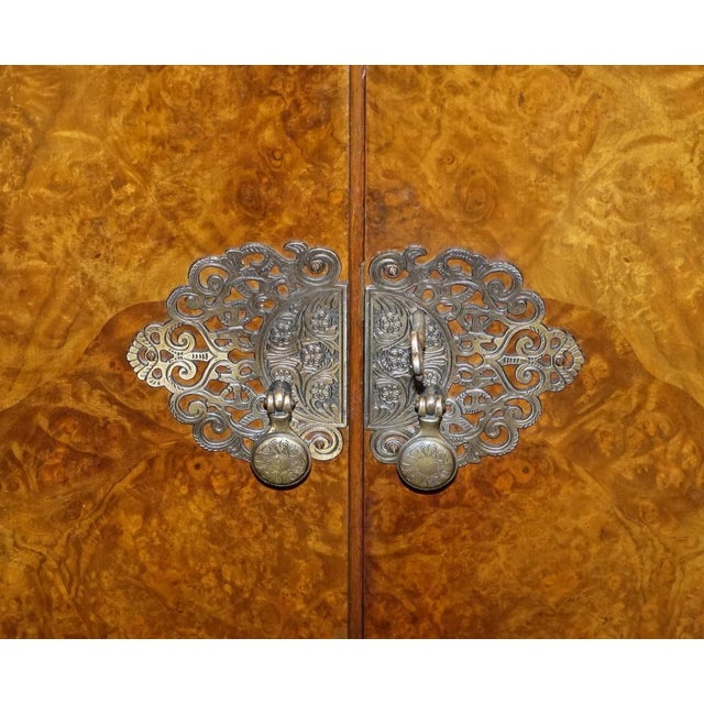 English Art Deco Queen Anne Burr Walnut Wardrobe, 1920s For Sale - Image 17 of 18