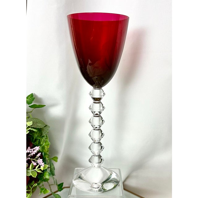 Late 20th Century Vintage Baccarat Vega Ruby Red Rhine Wine Glass For Sale - Image 5 of 10