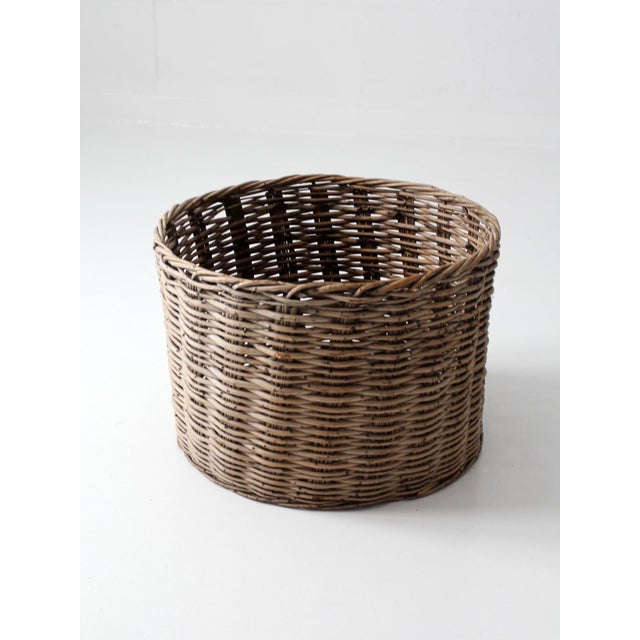 Wood Antique Large Woven Basket For Sale - Image 7 of 15