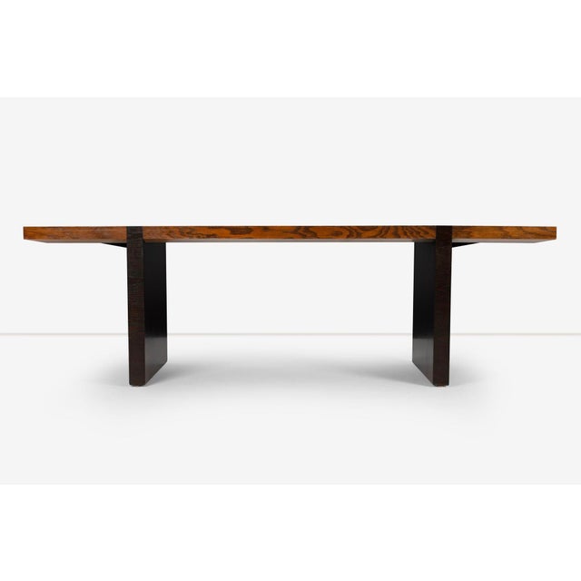 Roger Lee Sprunger for Dunbar Desk in Two-Toned Oakwood 96" long with pencil drawer. Big "D" Dunbar metal tag in drawer...