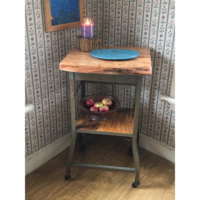 Industrial Rolling Kitchen Cart With Custom Made Wood Shelves Chairish