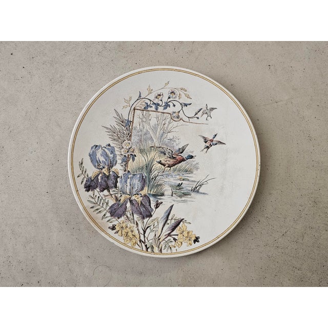 Ceramic French Flora and Fauna Terre de Fer Plates from Sarreguemines, 1890, Set of 7 For Sale - Image 7 of 13