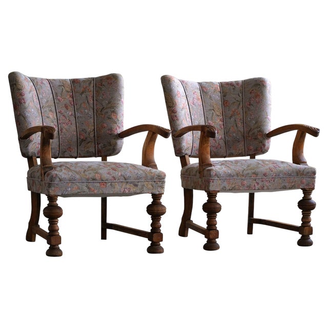 Set of Early 20th Century Art Nouveau Danish Armchairs, 1920s For Sale